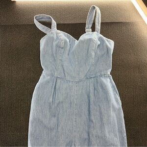 Light Blue Denim One-Piece Jumpsuit for Kids